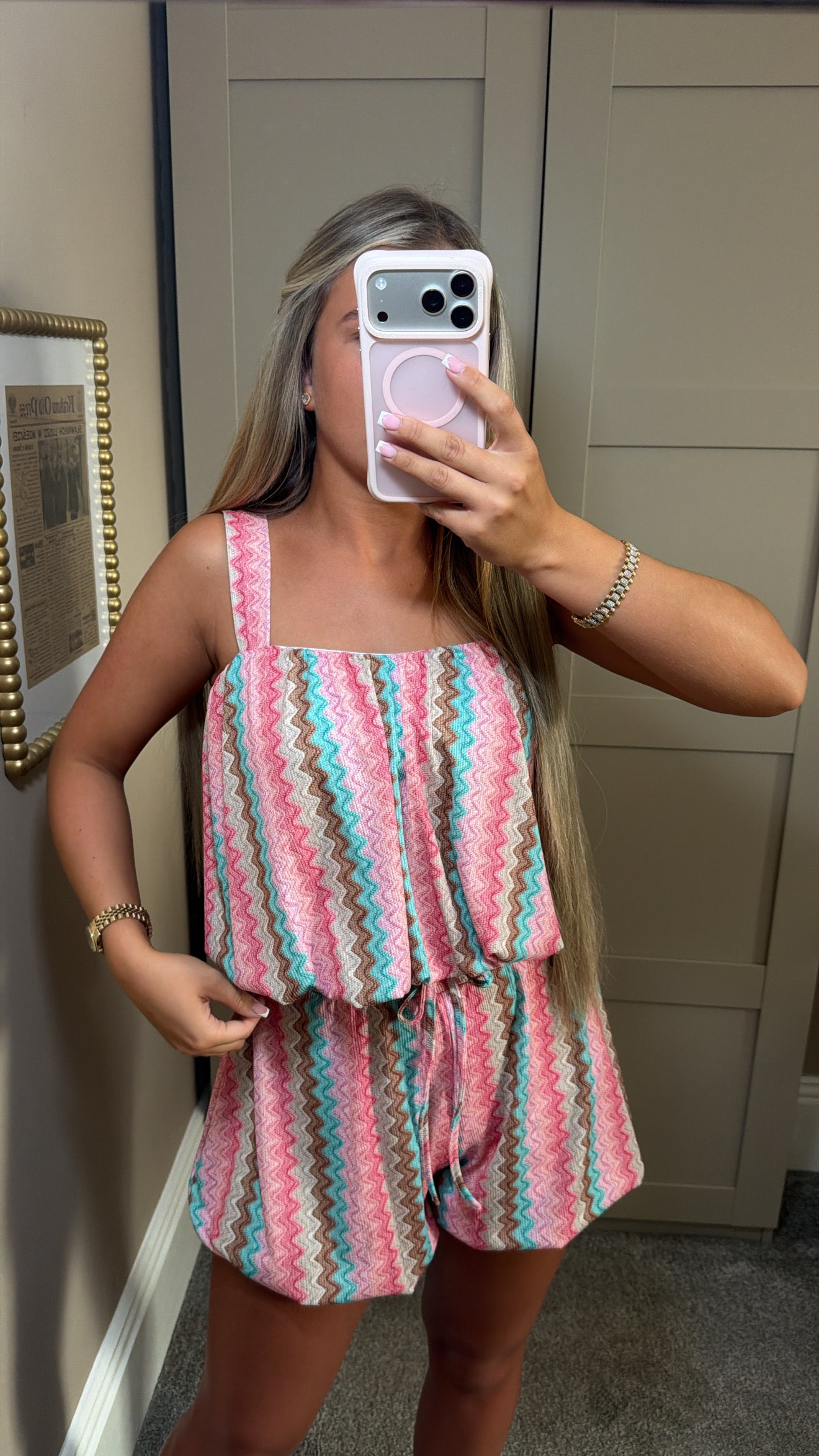Women’s Pink ZigZag Shorts Set