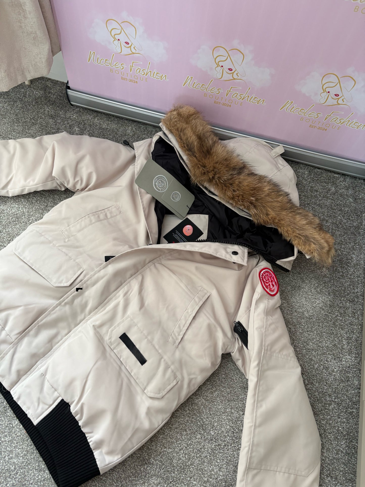Women’s Beige Bomber Coat