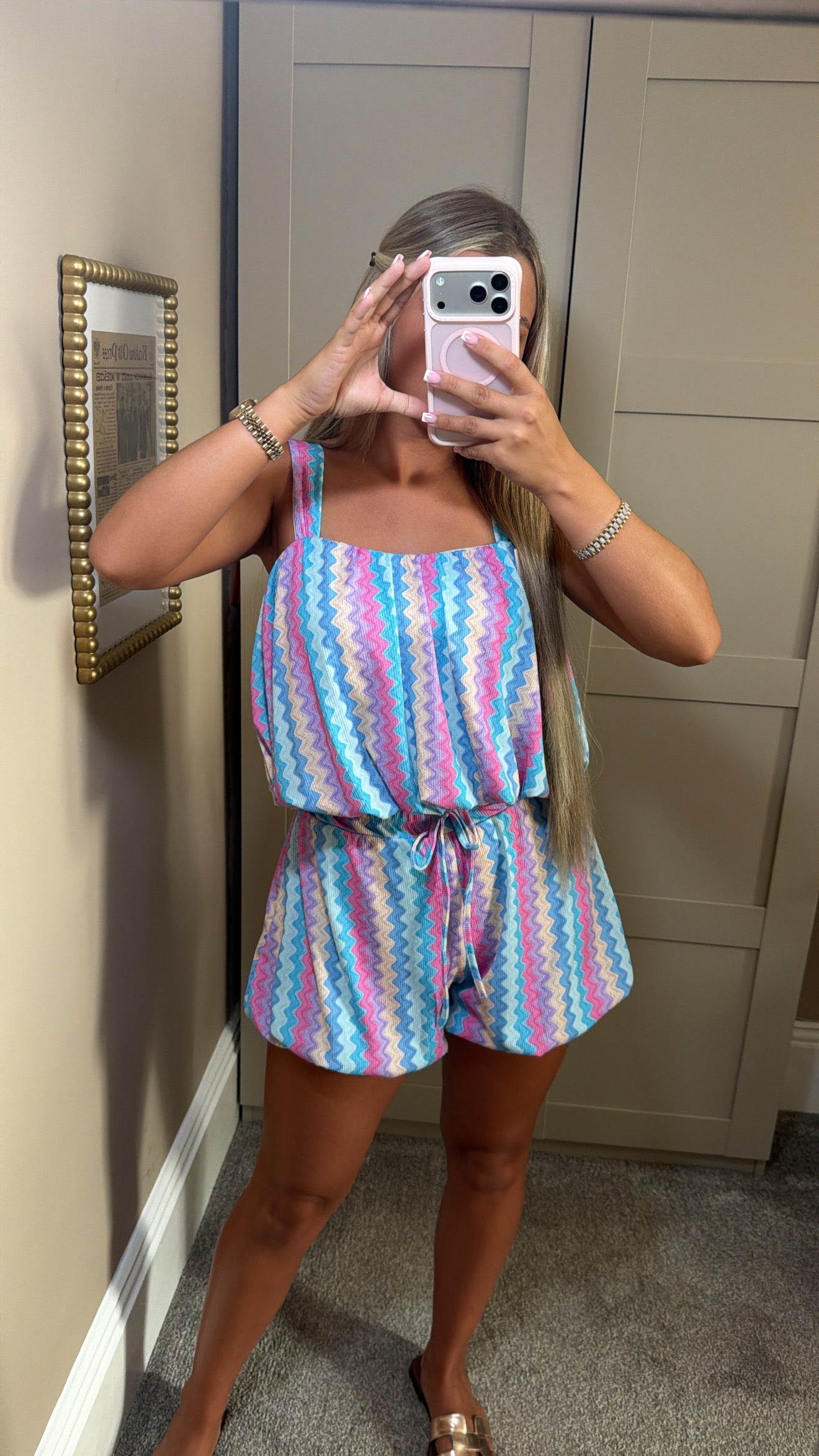 Women’s Blue ZigZag Shorts Set