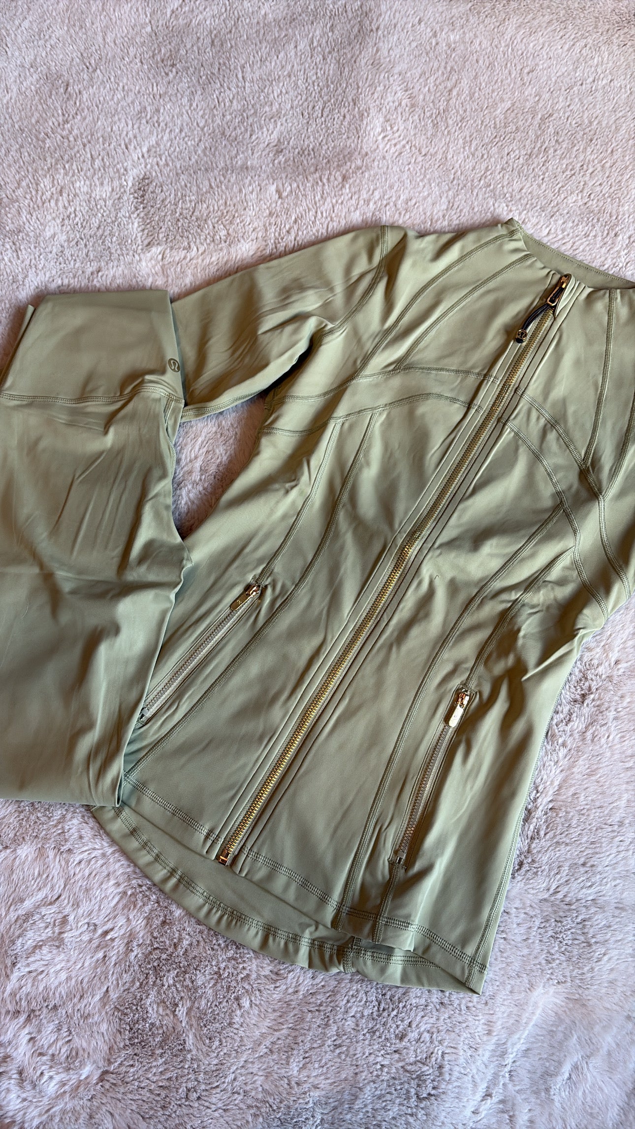 Sage green gym set- Gold zip