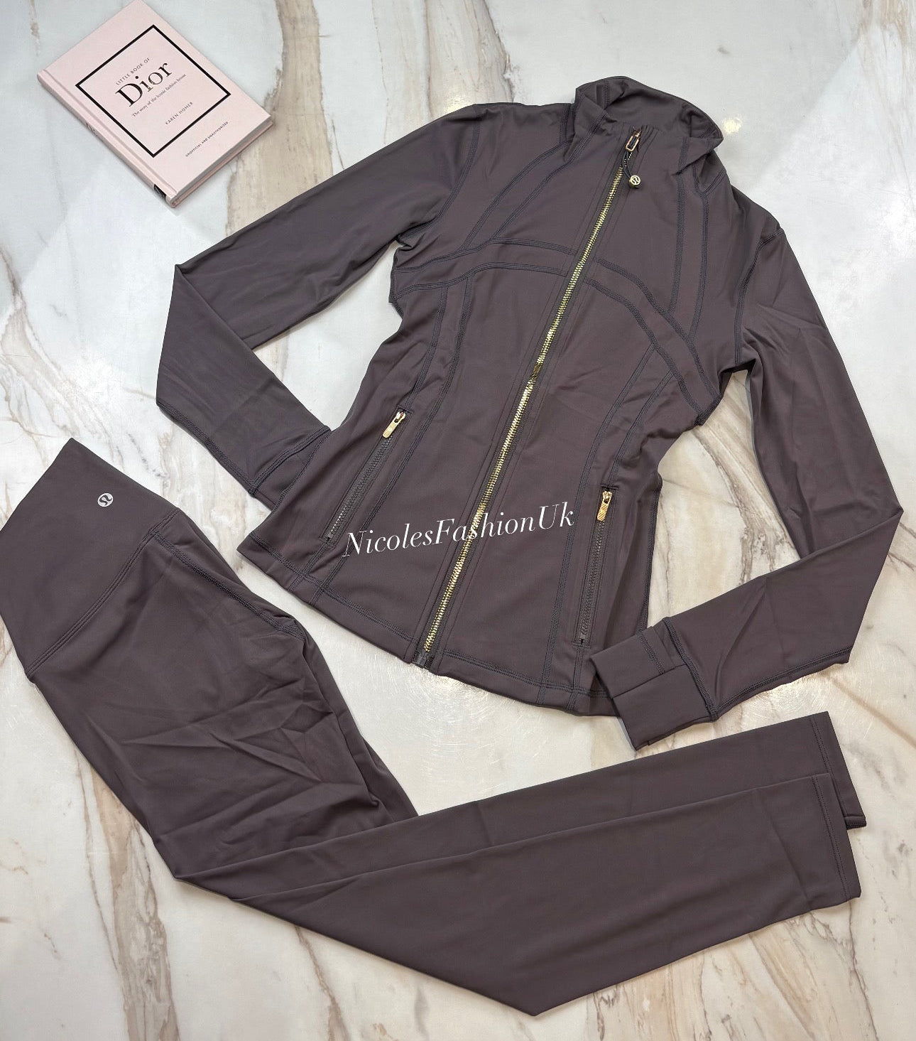 Women’s Grey/Gold Zip Gym Set INSTOCK (1-3 Days Delivery)