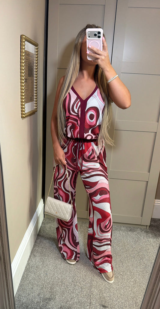 Women’s Red Pucci Vest Top Lounge Set