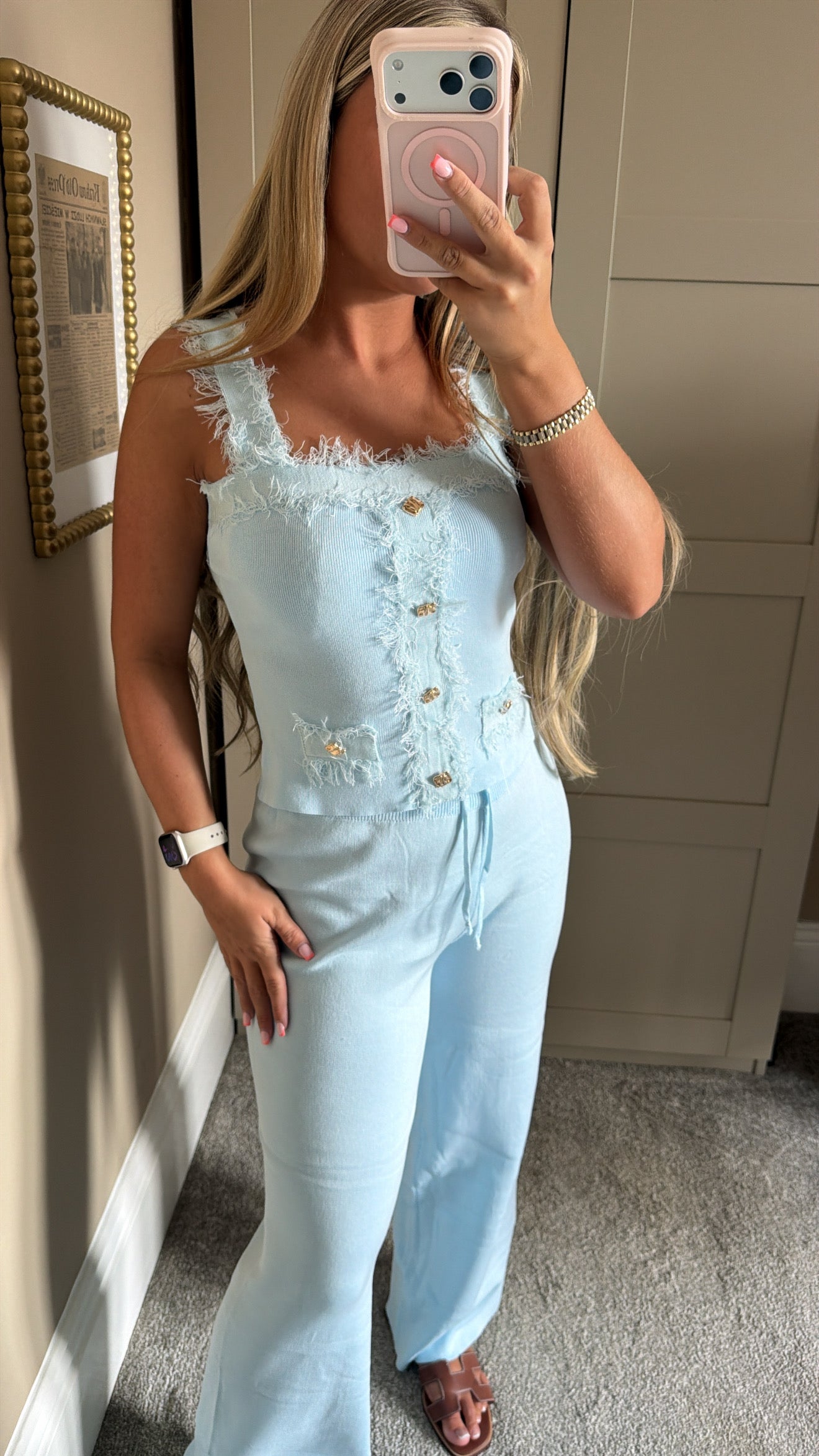Women’s Blue Frilly Lounge Set
