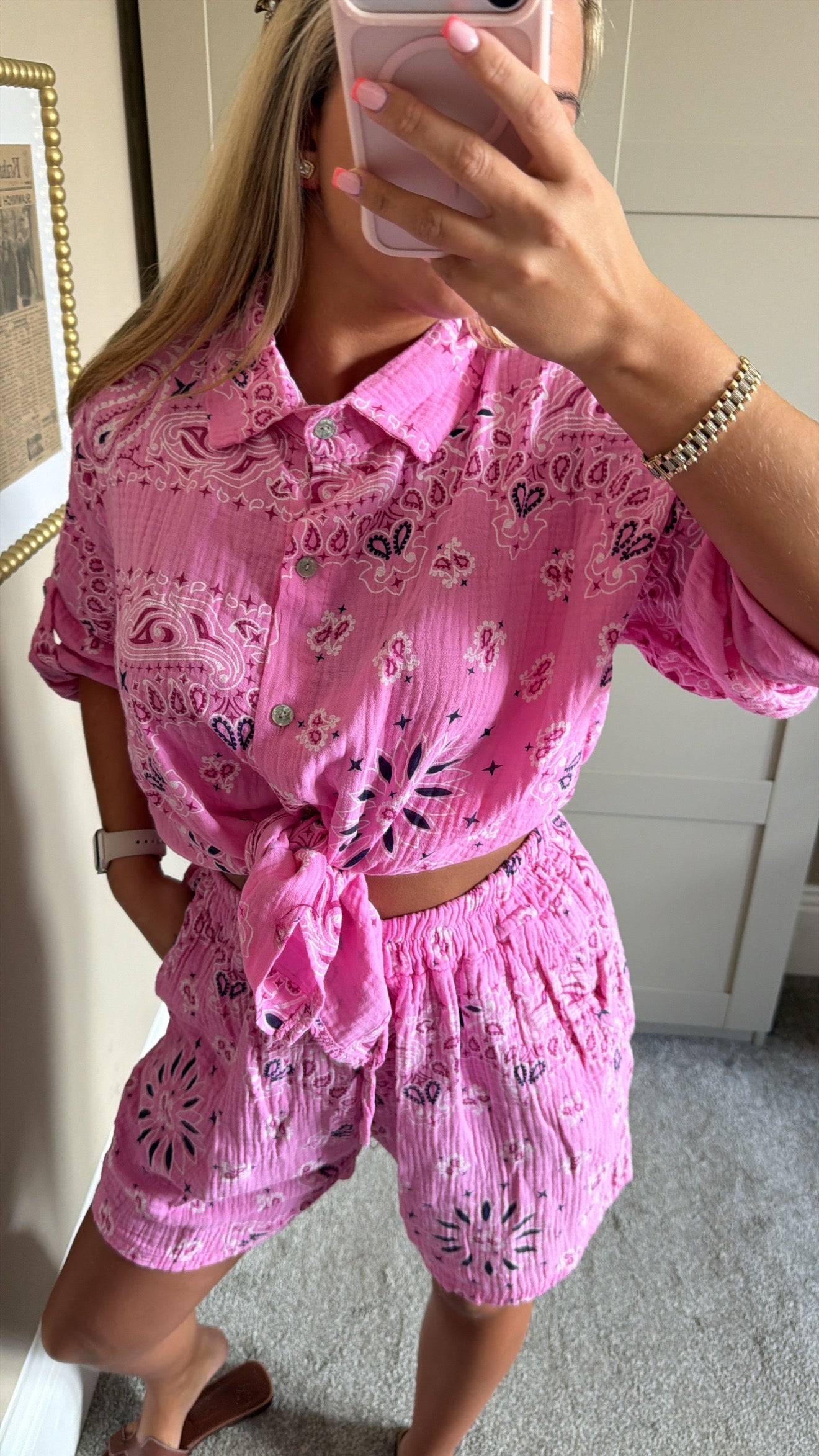 Women’s Pink Bandana Style Shirt Co-Ord