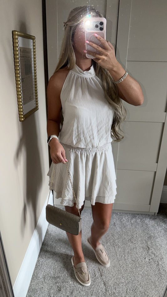 Women’s Beige Tie Neck Dress