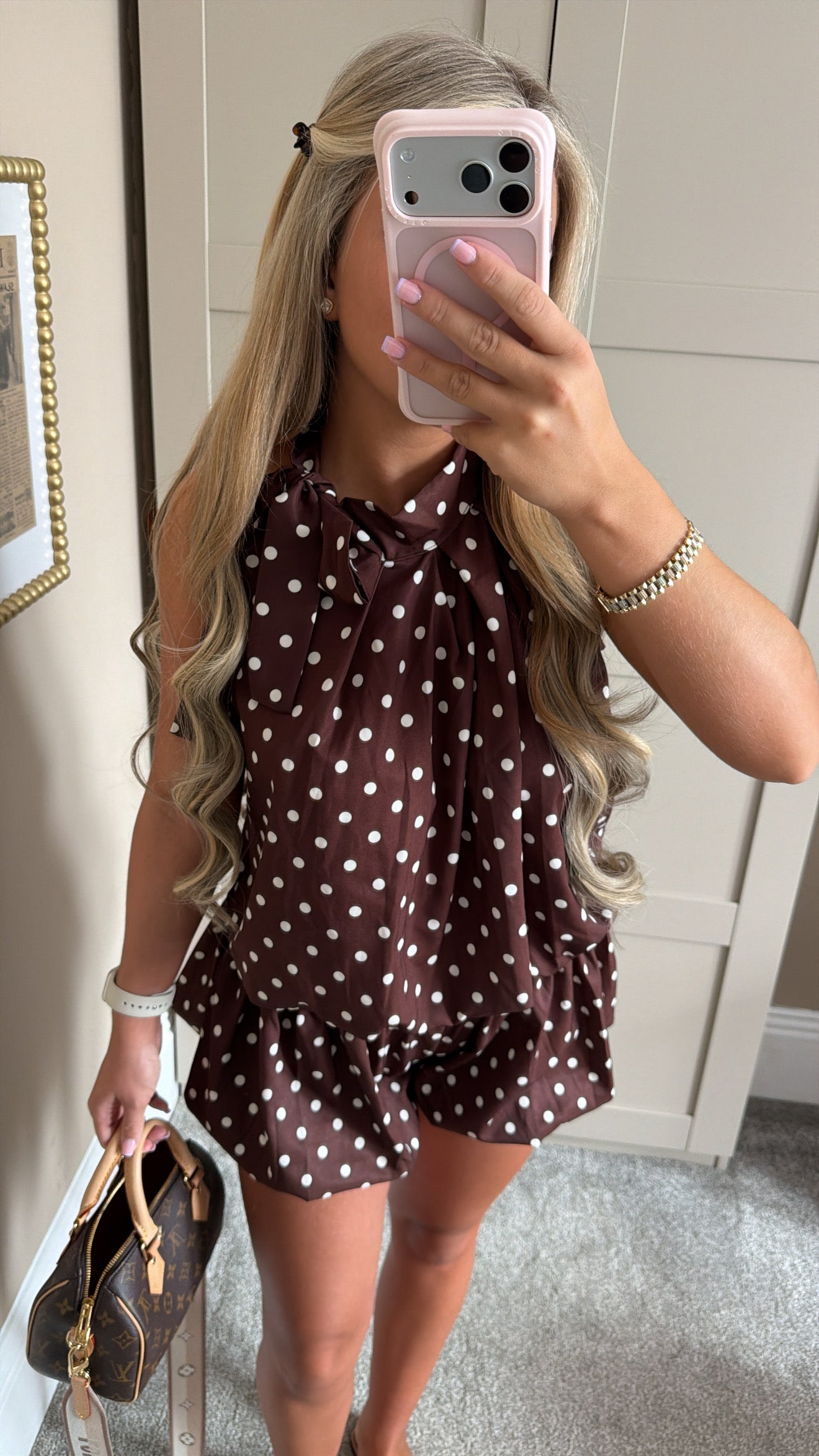 Women’s Polka Dot Co-Ord Brown/White