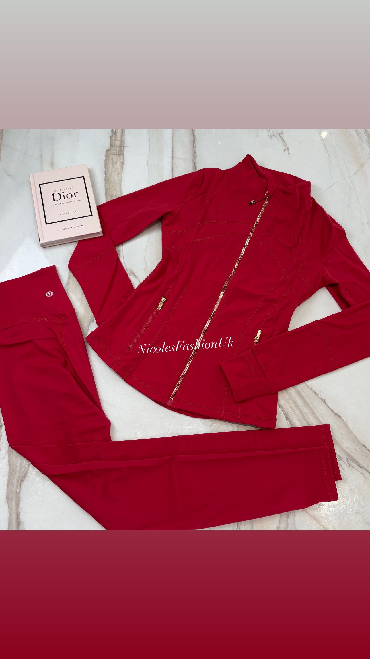 Womens Red/Gold Zip Gym Set INSTOCK (1-3 Days Delivery)