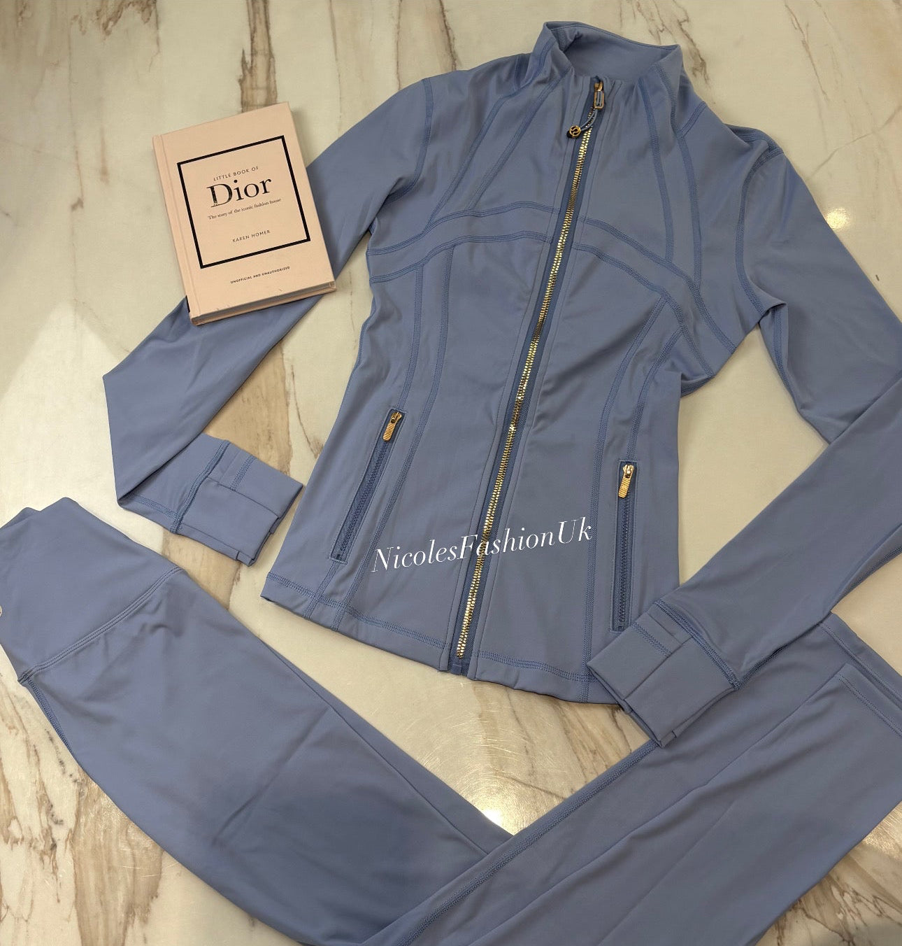 Women’s Blue/Gold Zip Gym Set INSTOCK (1-3 Days Delivery)