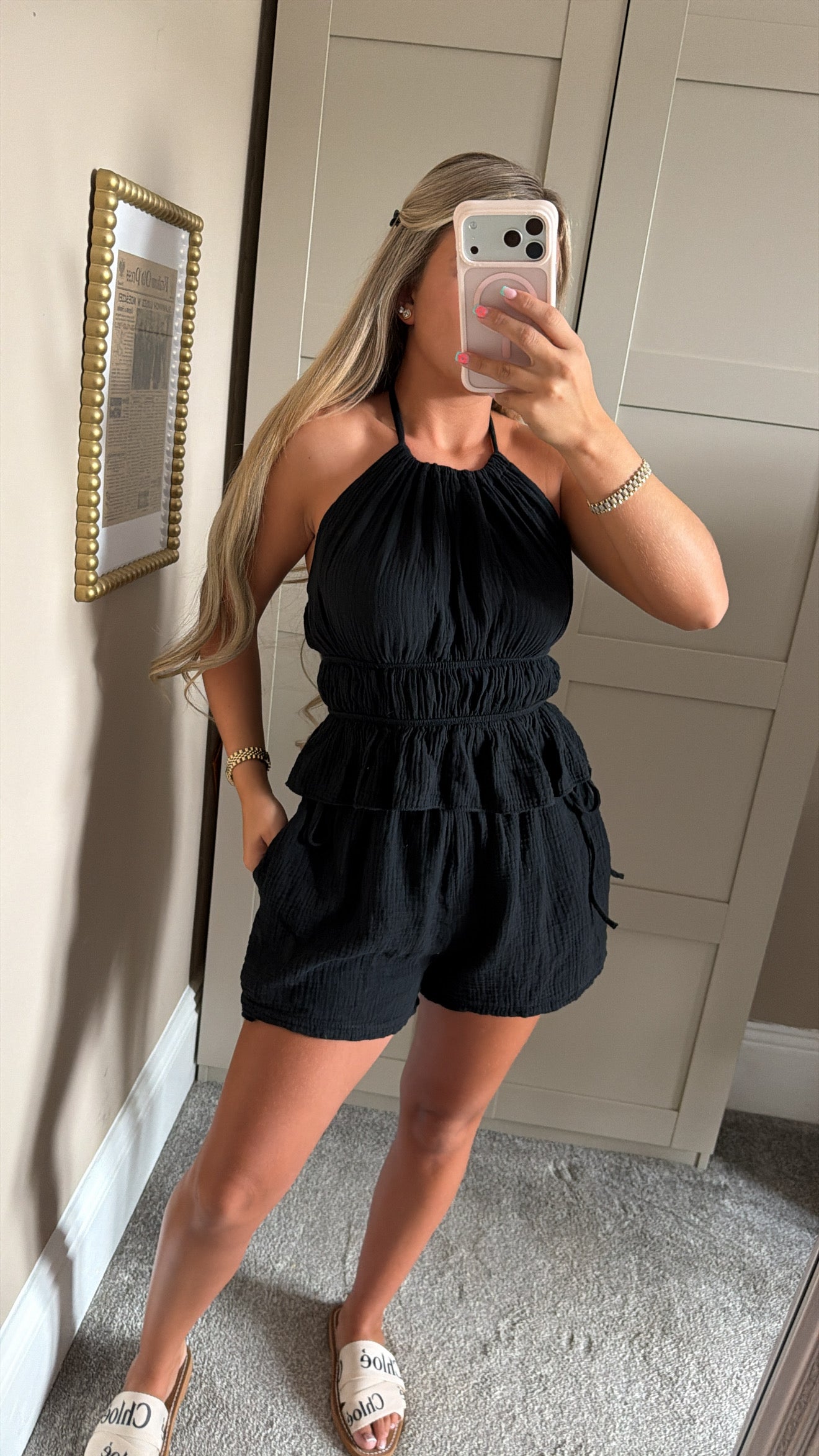 New In📸 Black Lounge Shorts Set