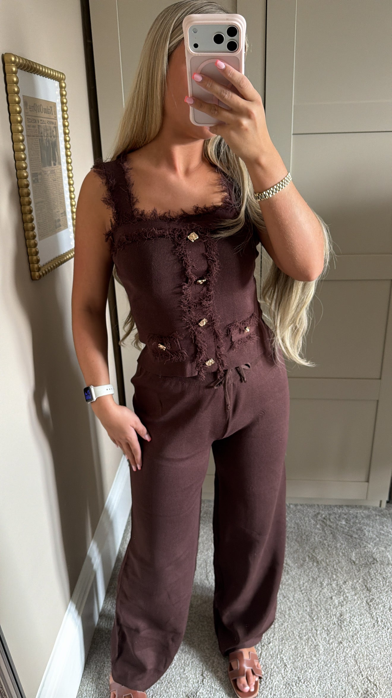 Women’s Brown Frilly Lounge Set