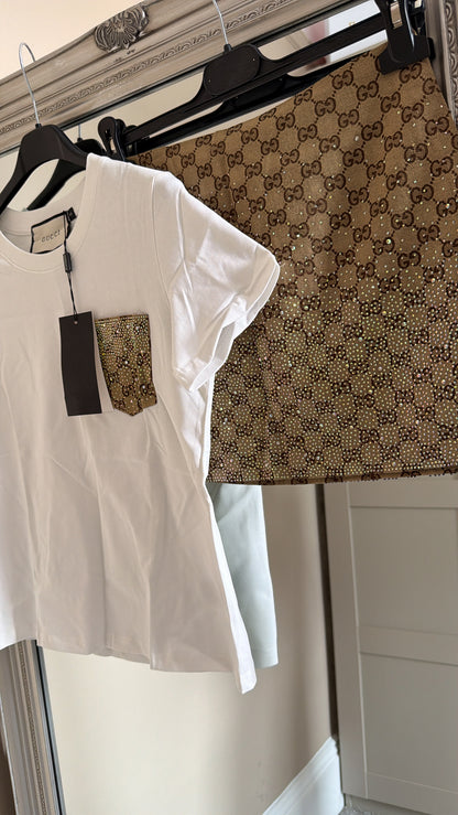 Women’s White Glitter Skirt Co-ord