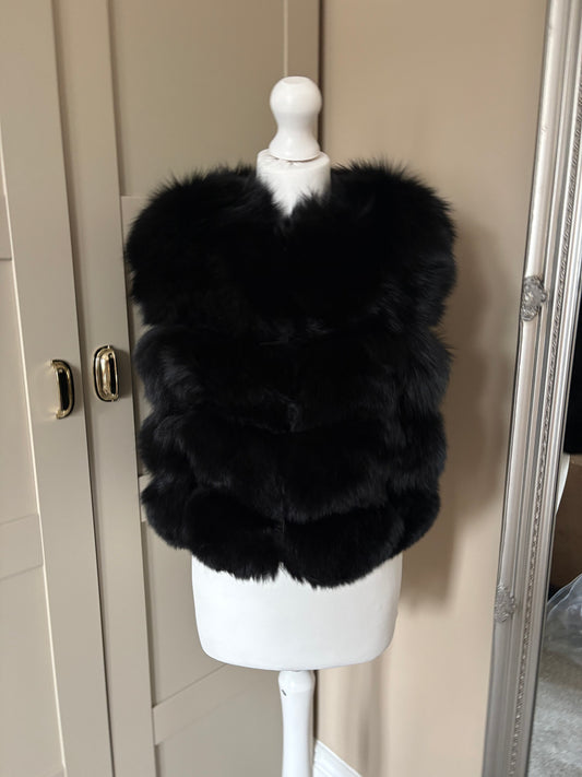 “Black” Real fox fur gilet 1-3 days delivery