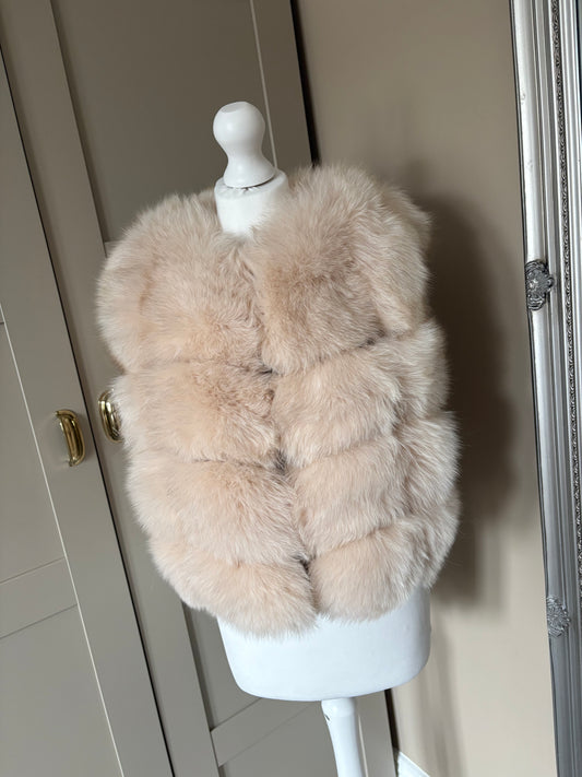 “Light beige” Real fox fur gilet 1-3 days delivery