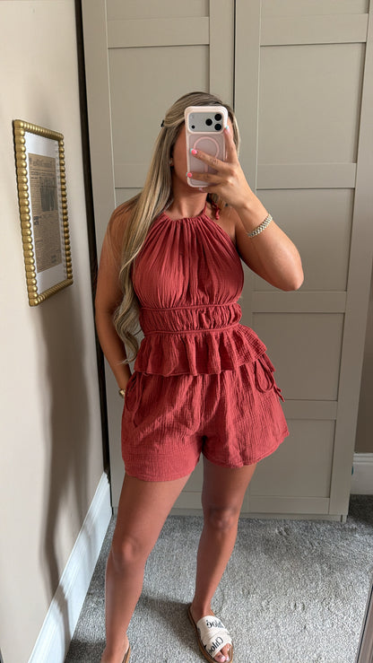 New In🧡 Rust Lounge Shorts Set