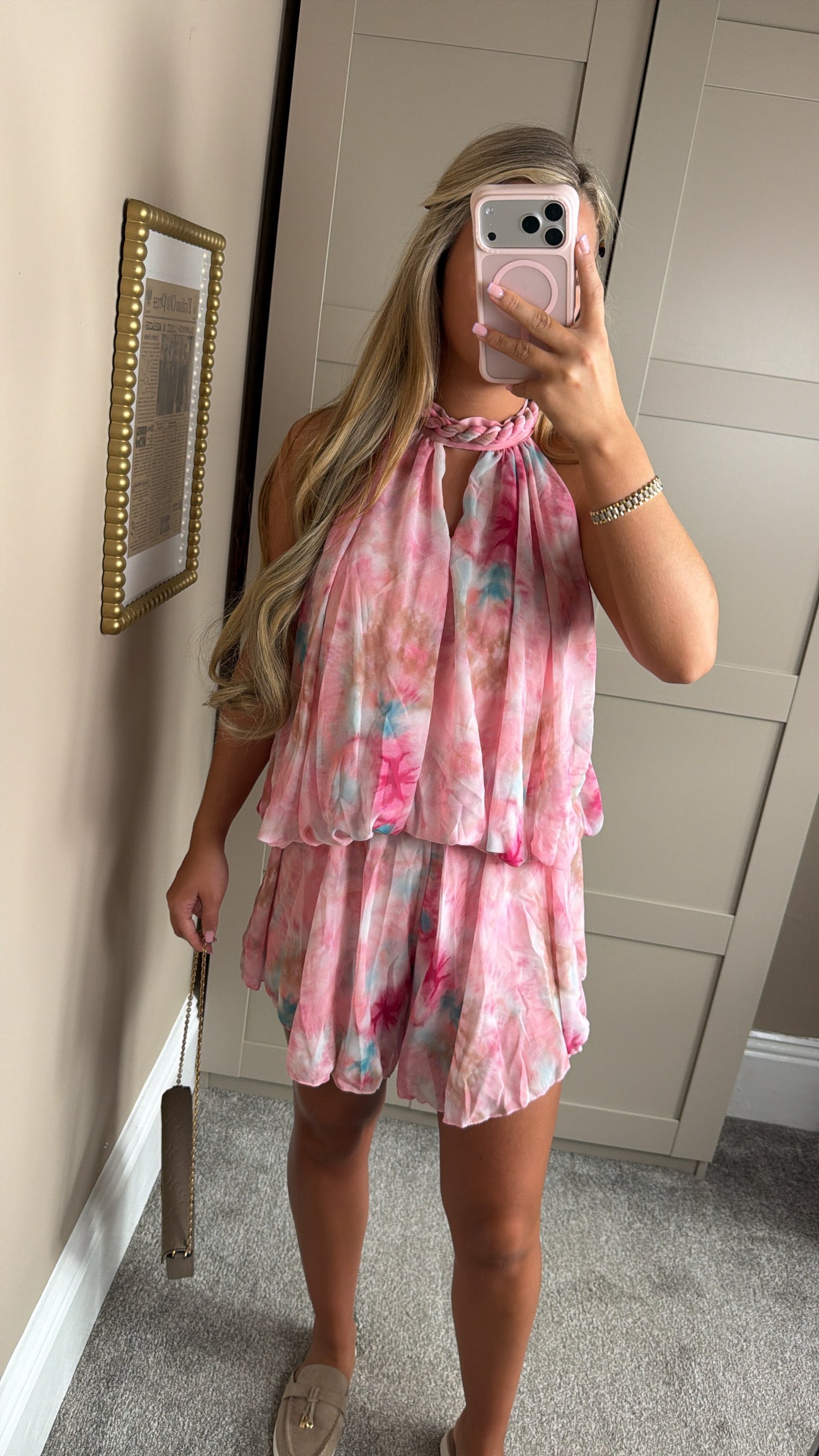 Women’s Pink/Blue Tie-die Playsuit