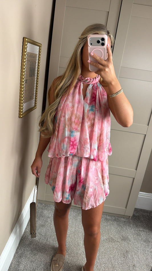 Women’s Pink/Blue Tie-die Playsuit