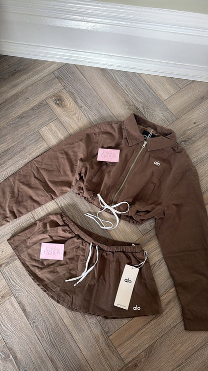 New In🤎 Brown Jacket & Skort Set