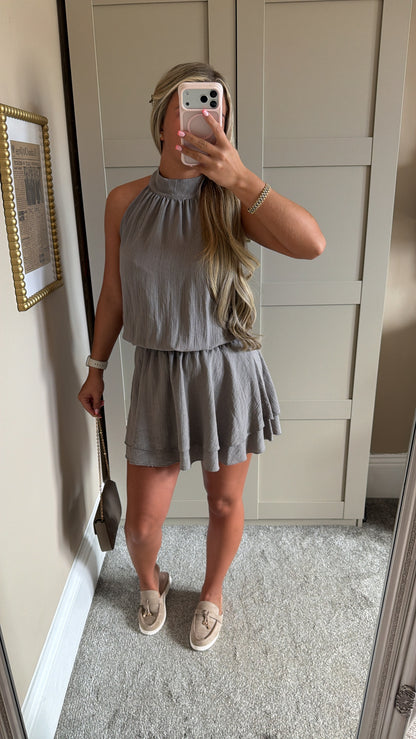 Women’s Mocha Tie Neck Dress