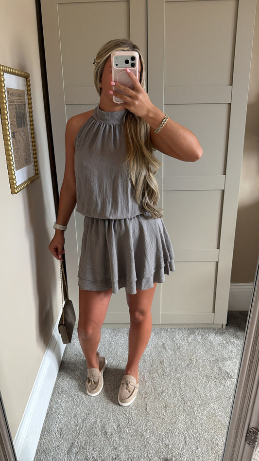 Women’s Mocha Tie Neck Dress