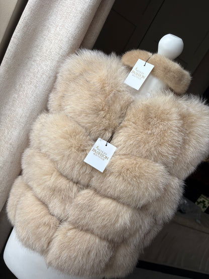 “Beige” Gilet real fox fur 1-3 days delivery