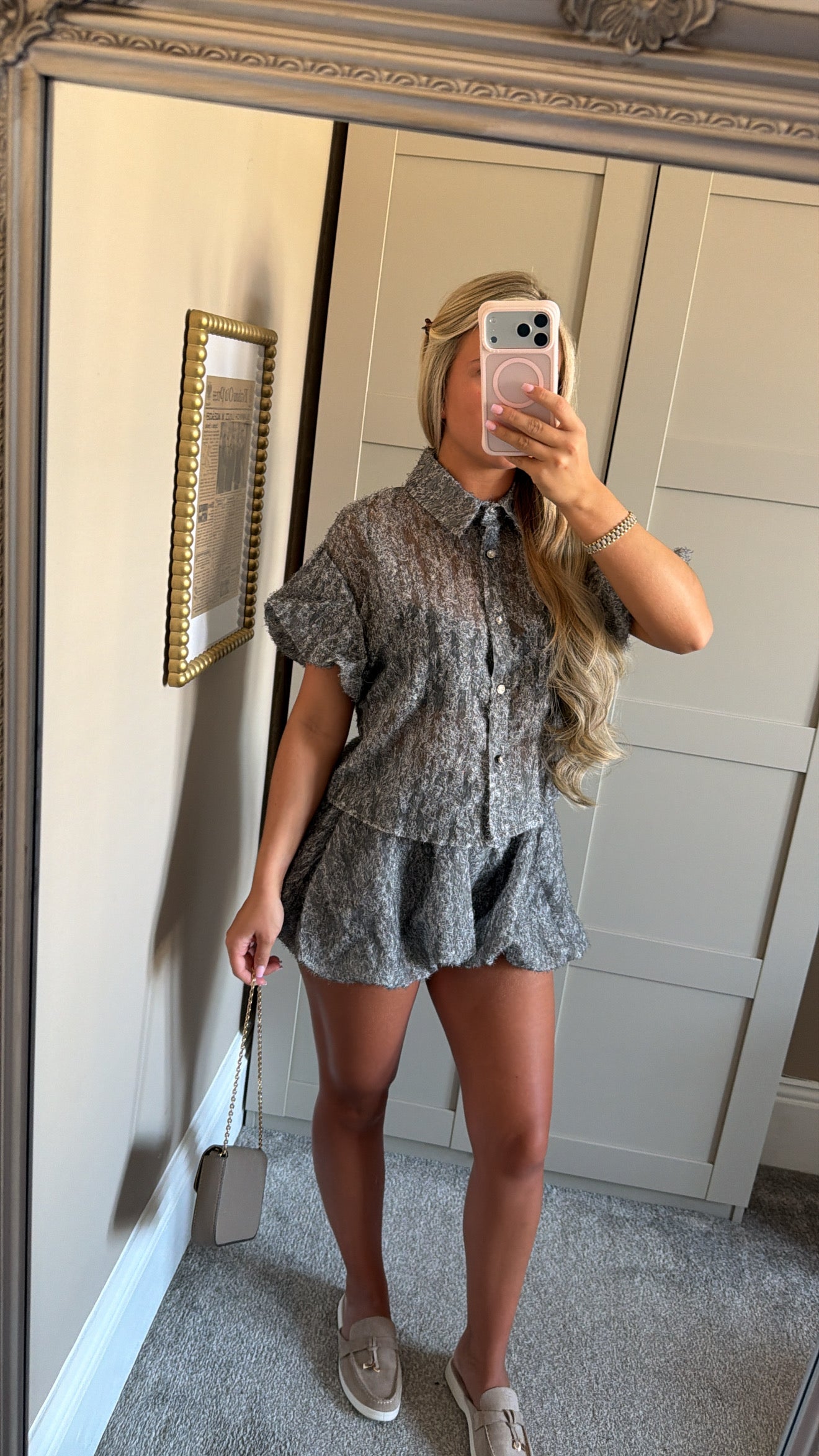 Women’s Puffball Shorts Co-Ord In “Grey”