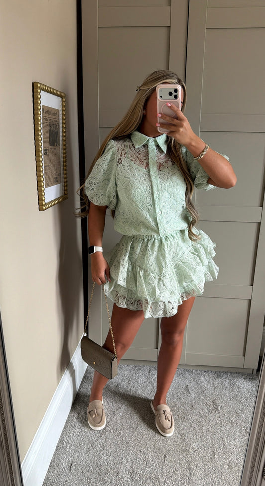 Women’s Mint Lace Skort Co-Ord