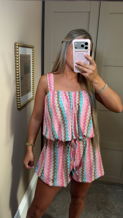 Women’s Pink ZigZag Shorts Set