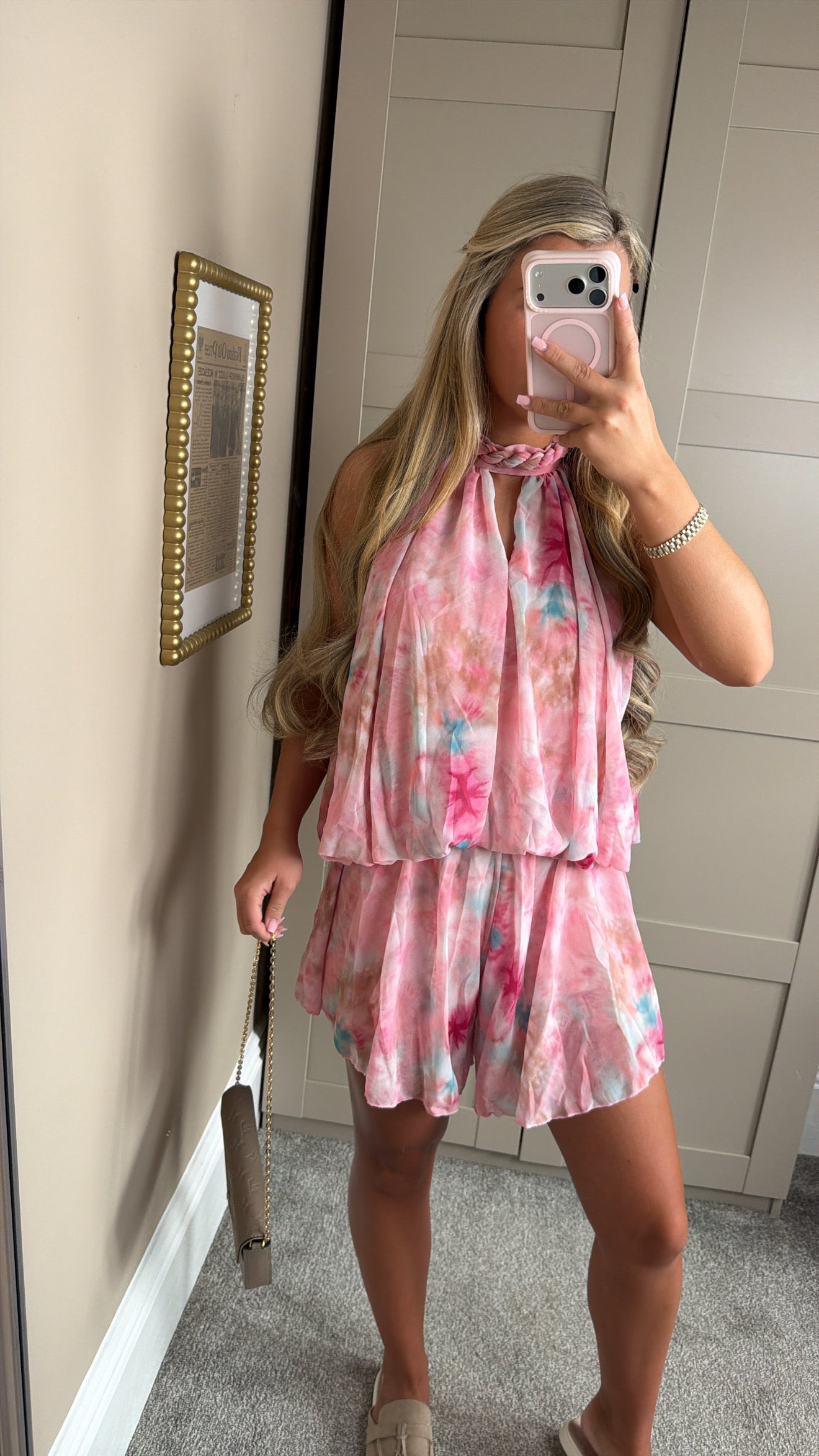 Women’s Pink/Blue Tie-die Playsuit