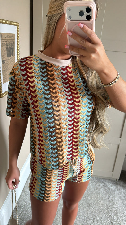 Women’s Beige Patterned Shorts Co-Ord