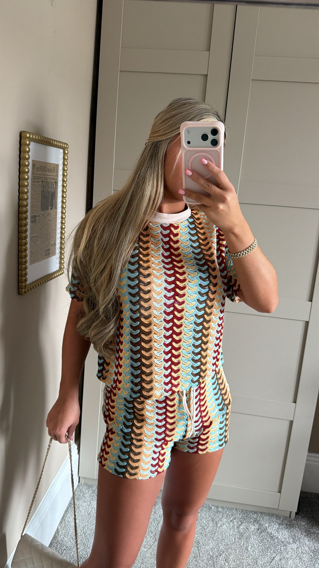 Women’s Beige Patterned Shorts Co-Ord