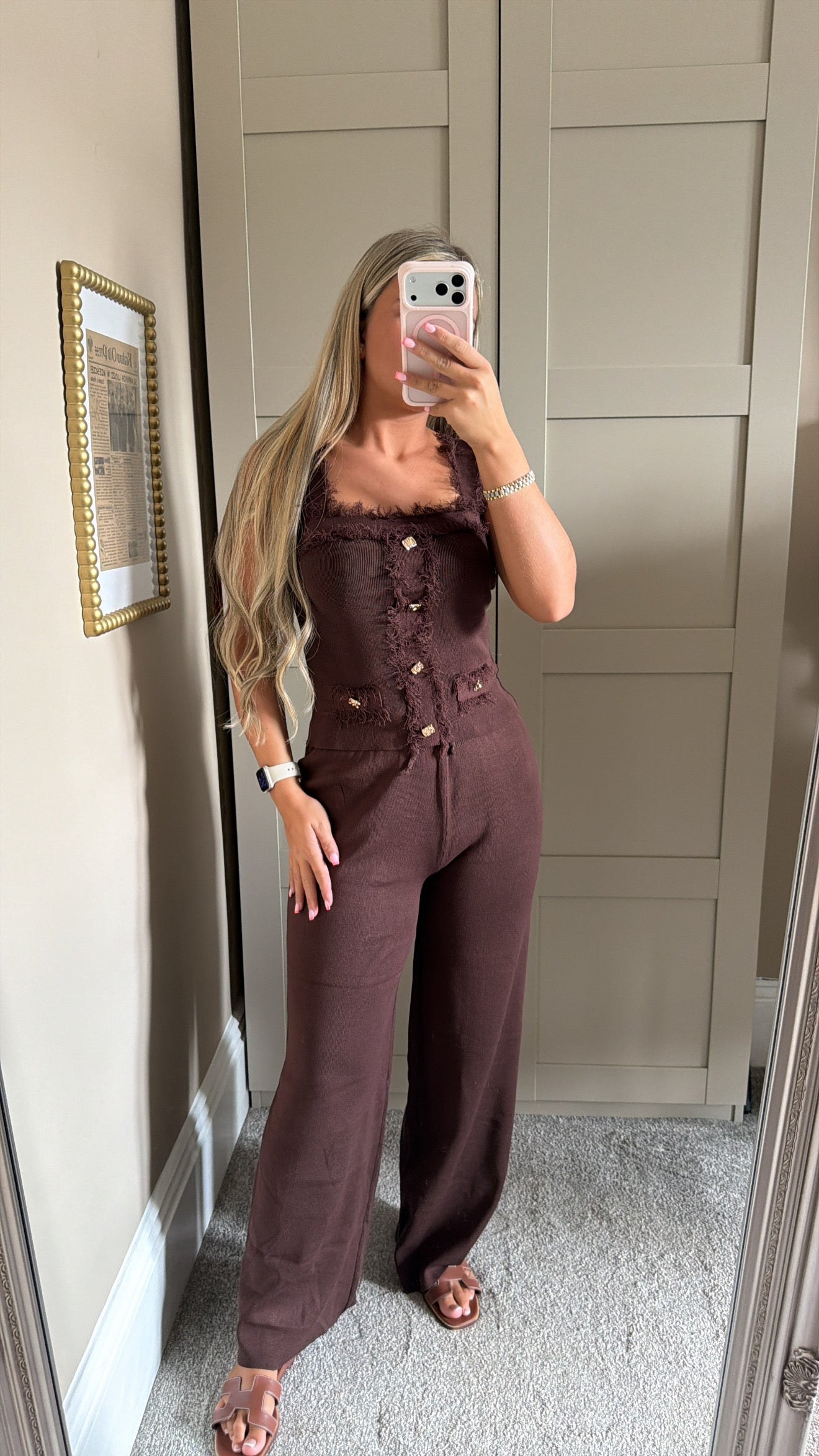 Women’s Brown Frilly Lounge Set