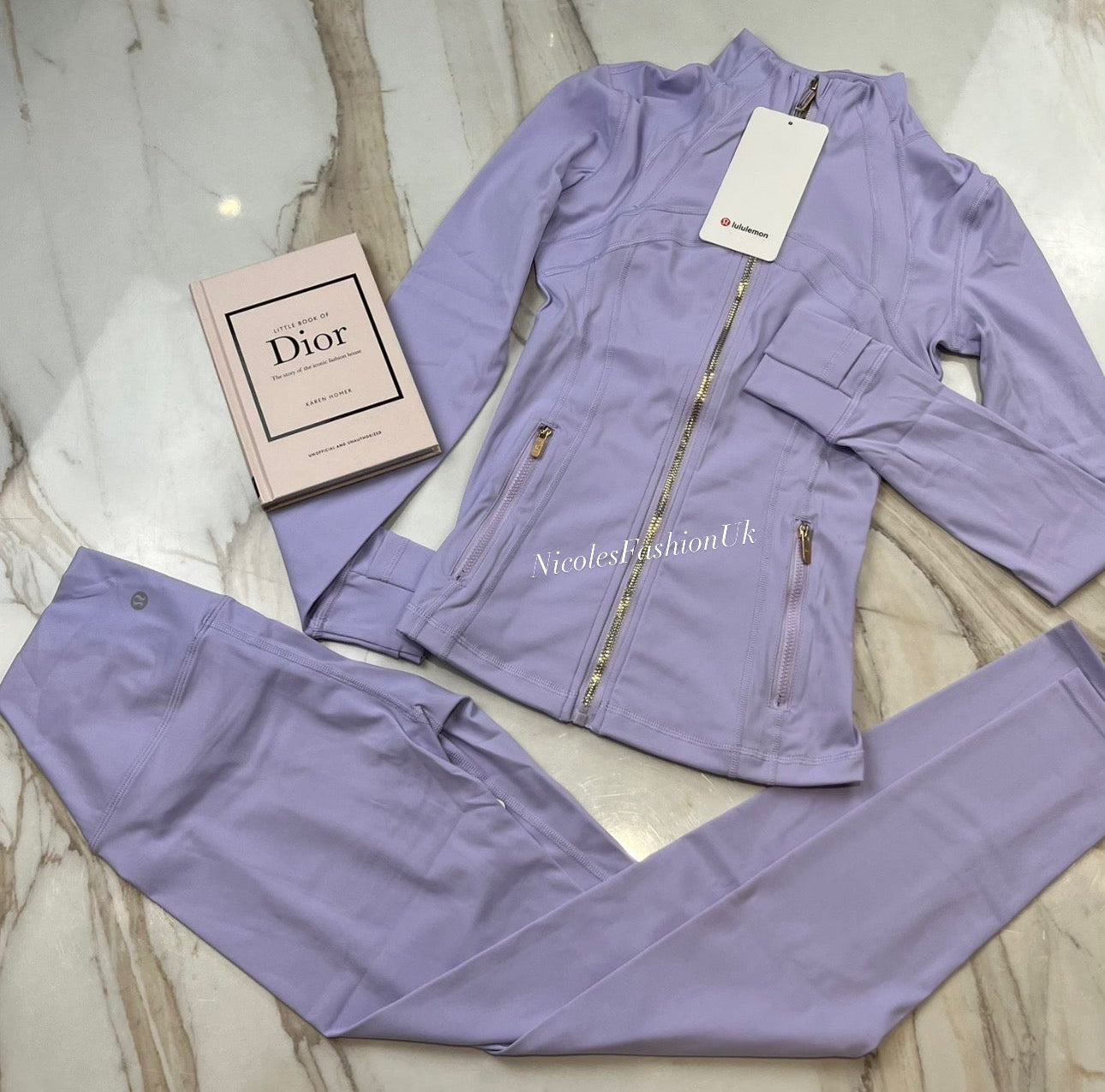 Women’s Lilac/Gold Zip Gym Set INSTOCK (1-3 Days Delivery)