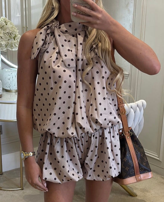 Women’s Beige/Brown Polka Dot Co-Ord