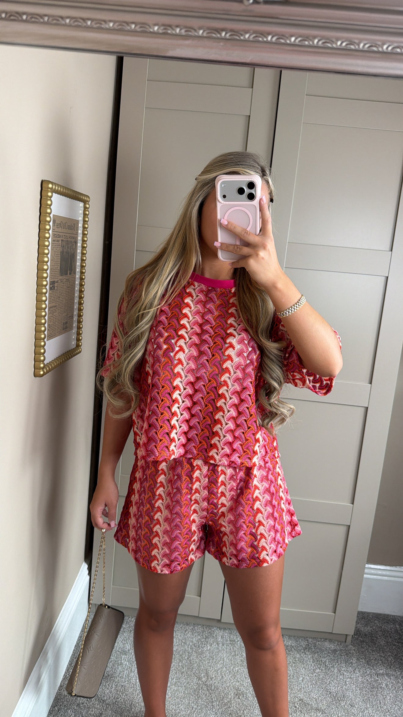 Women’s Fuschia Patterned Shorts Co-Ord