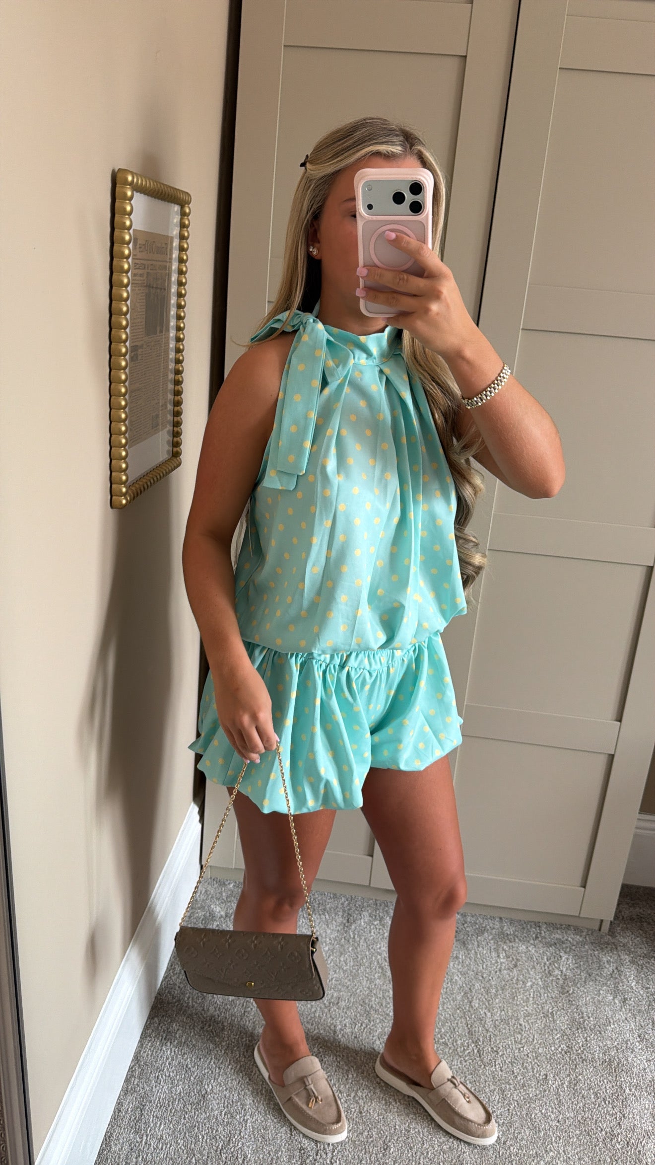 Women’s Blue/Yellow Polka Dot Co-Ord
