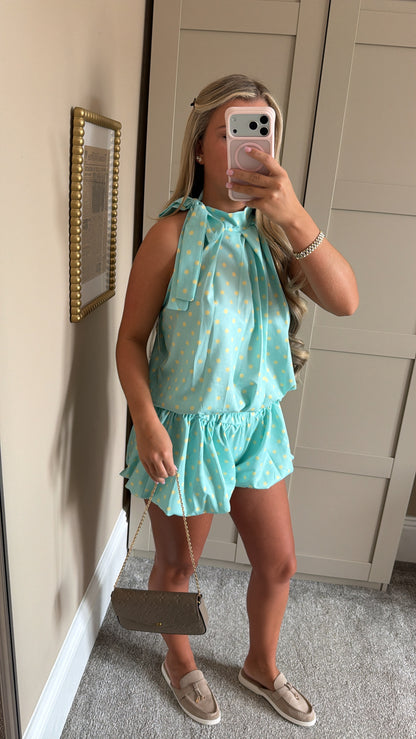 Women’s Blue/Yellow Polka Dot Co-Ord