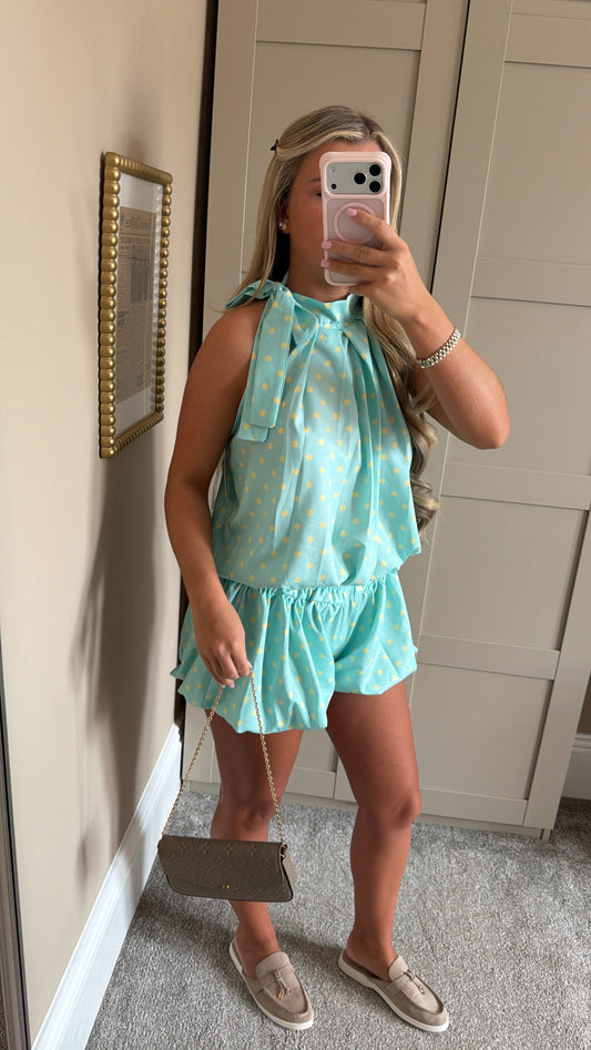 Women’s Blue/Yellow Polka Dot Co-Ord