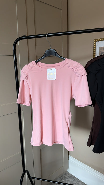 Women’s Pink Frill Sleeve Top