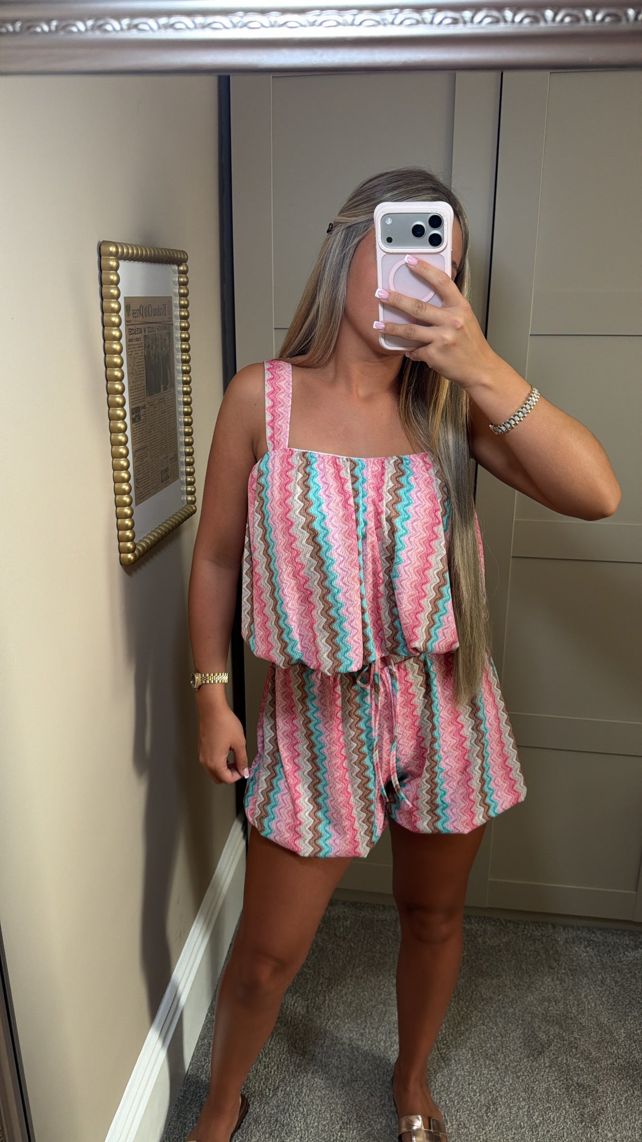 Women’s Pink ZigZag Shorts Set