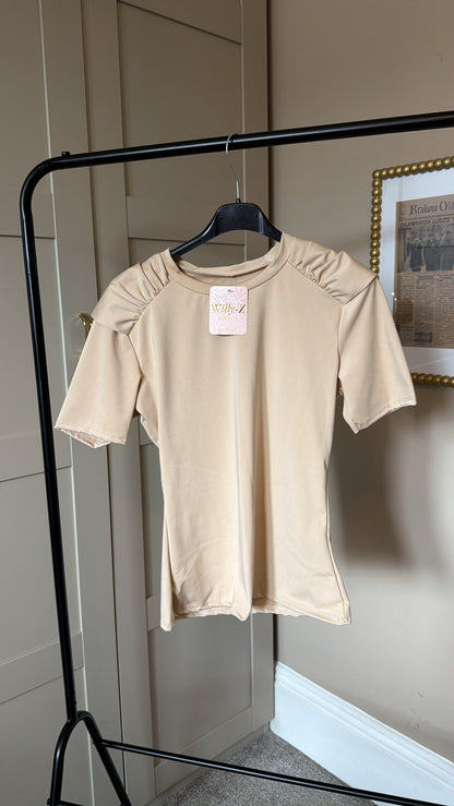 Women’s Beige Frill Sleeve Top