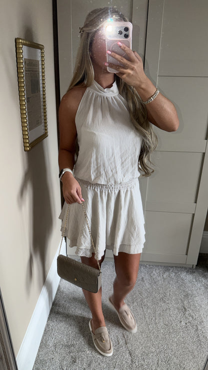 Women’s Beige Tie Neck Dress