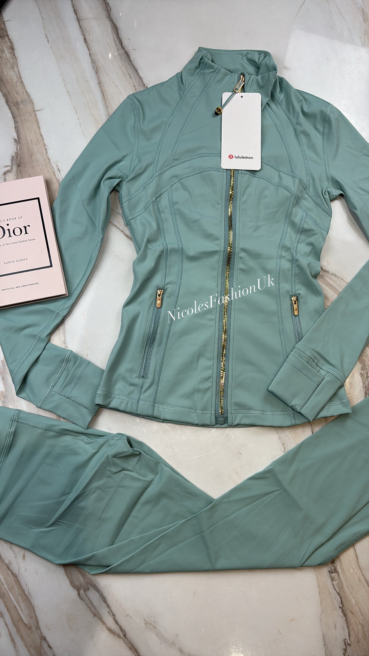 Women’s Turquoise/Gold Zip Gym Set INSTOCK (1-3 Days Delivery)