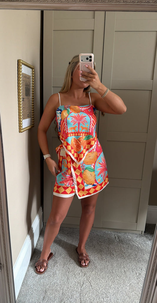 Women’s Red Safari Print Skort Set