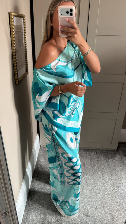Women’s Mint Silk Lounge Set