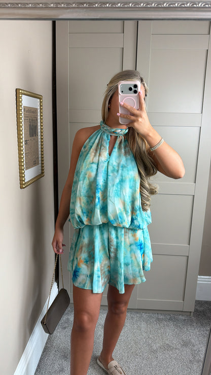 Women’s Blue/Yellow Tie Die Playsuit