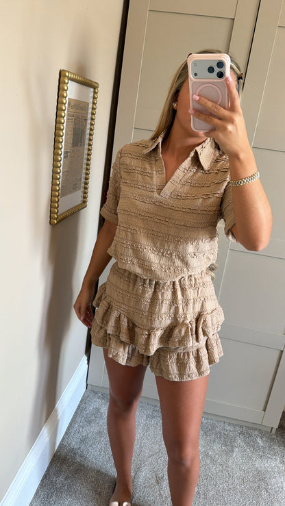 Women’s Taupe Frilly Co-Ord