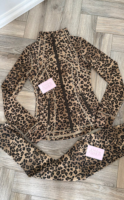 New In✨ Leopard Print Leggings & Jacket Set