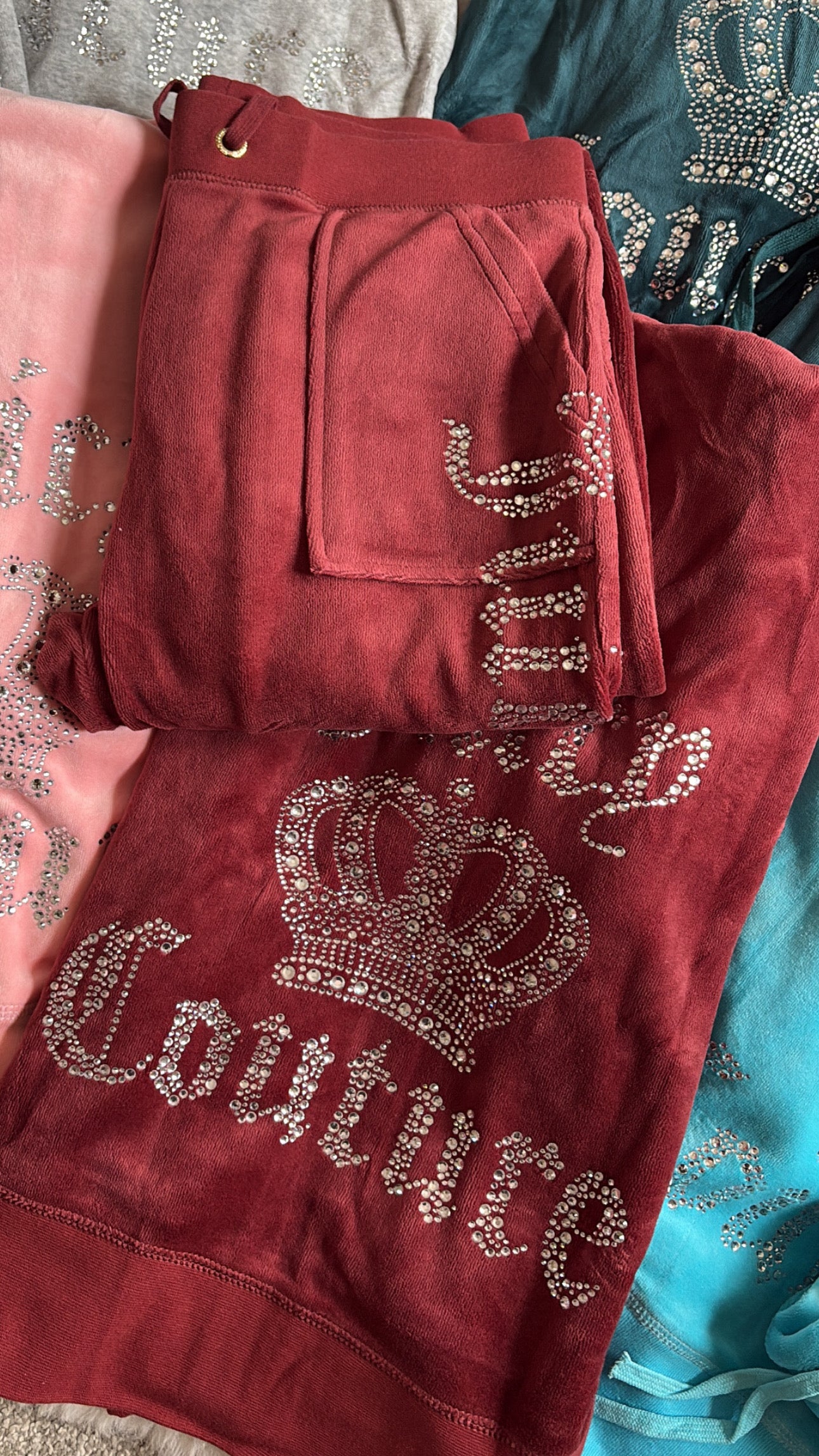 “Burgundy” Diamanté Tracksuit 1-3 days delivery