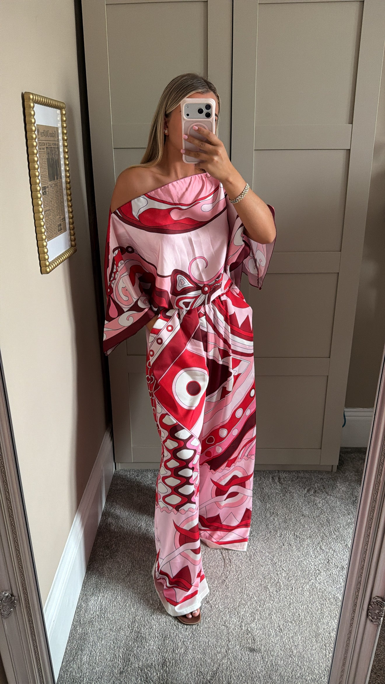 Women’s Red Silk Lounge Set