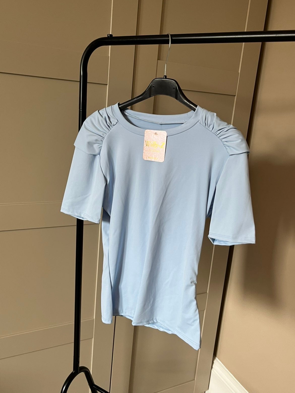 Women’s Blue Frill Sleeve Top